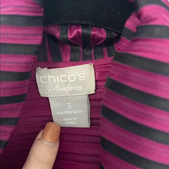 EUC! Chico's Fuchsia and Dark Purple Traveler’s Jacket, Size 3/XL - Picture 2 of 6
